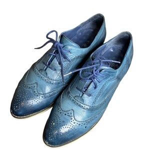 Mona Flying Women’s Blue lace Up Leather Oxford Brogues. Size 39.